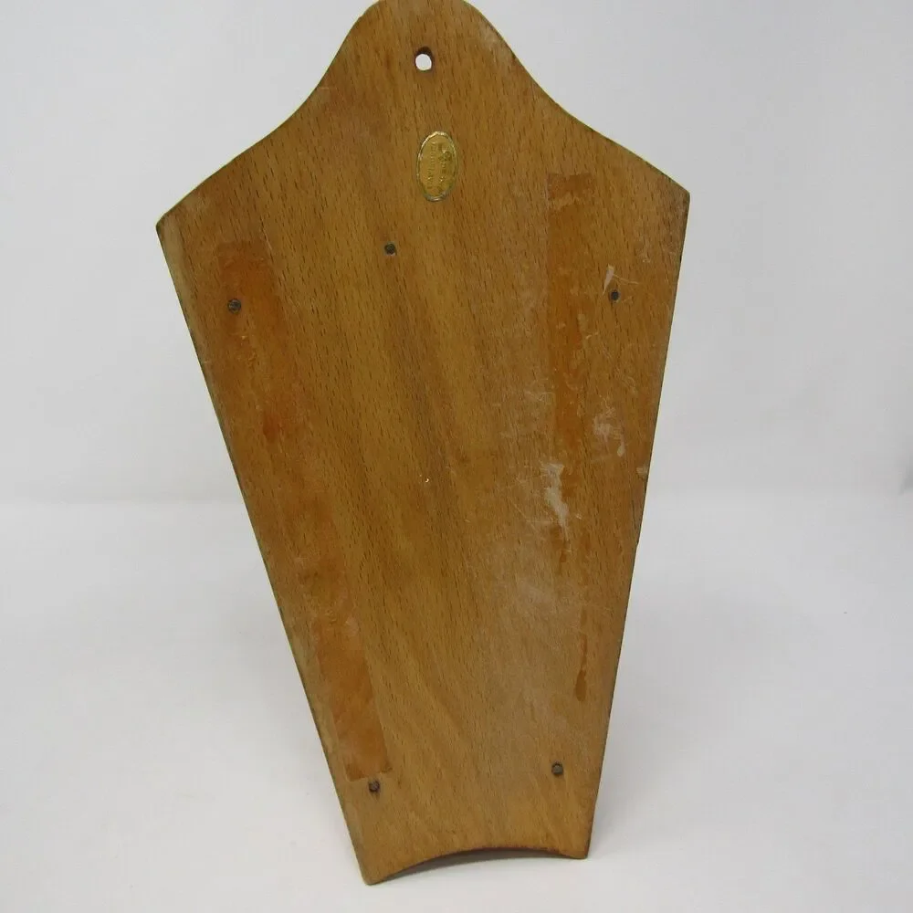 Vintage Yugoslavia Wooden Wall Hanging Knife Block Floral 5.5